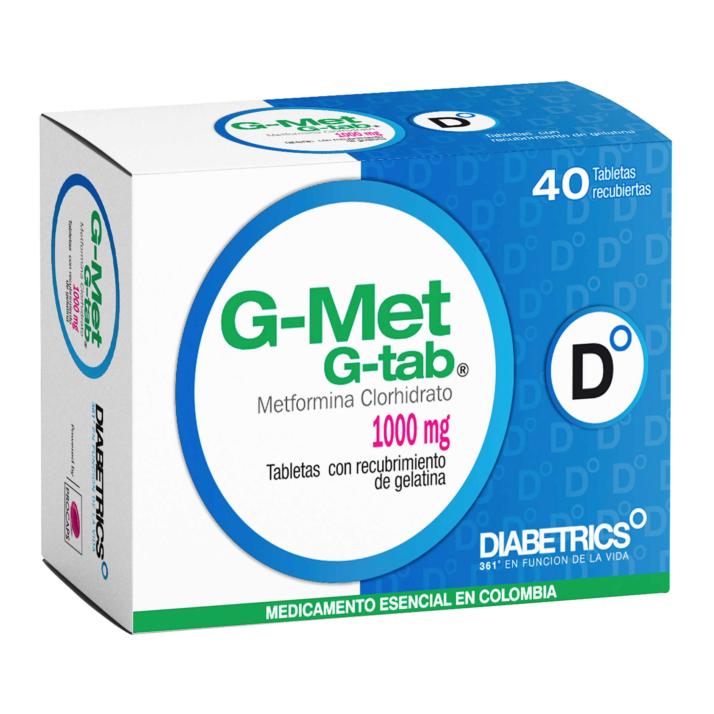 G MET TABS 1000 MG 40 TABLETAS
