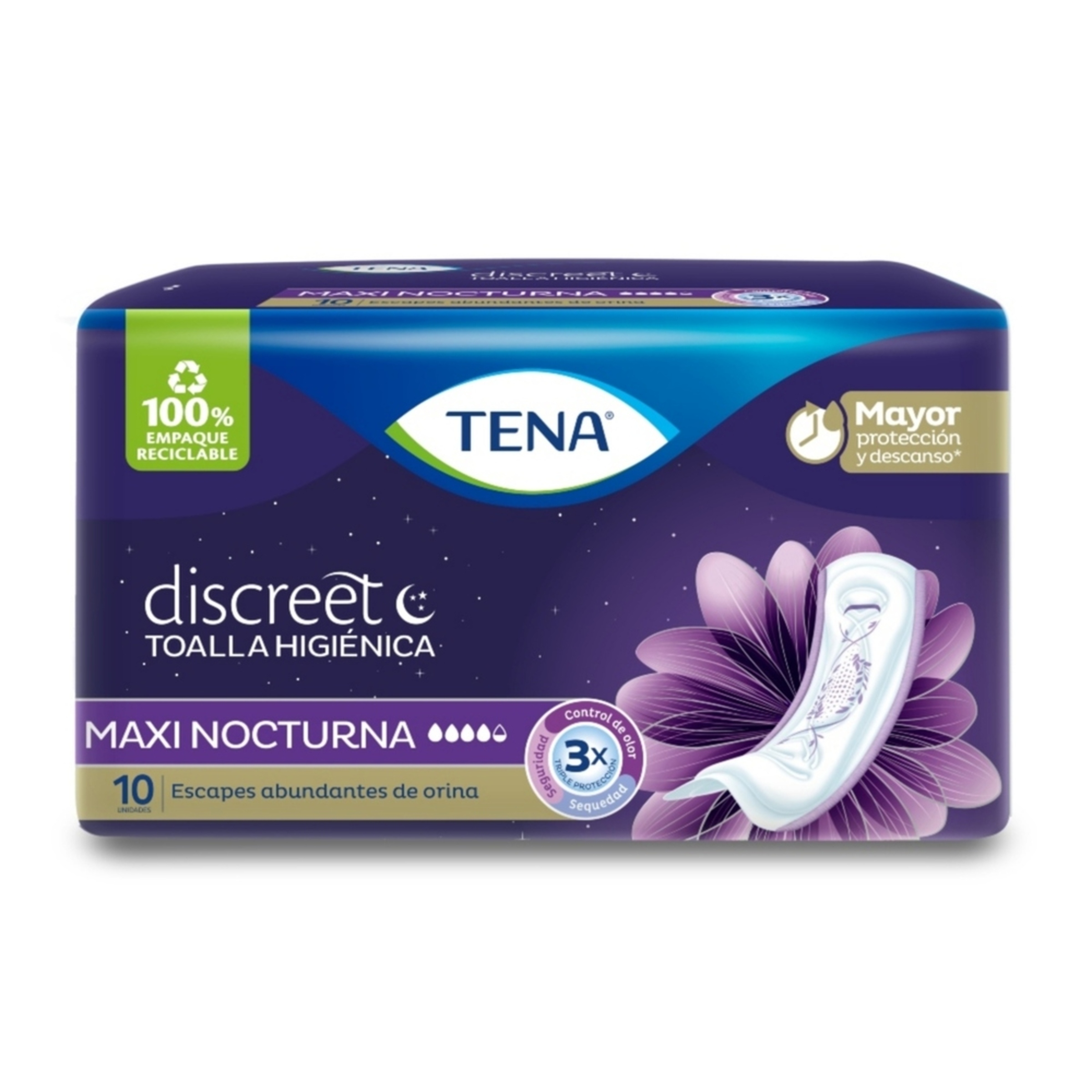 TOA.TENA DISCREET MAXI NIGHT 10 UNDS
