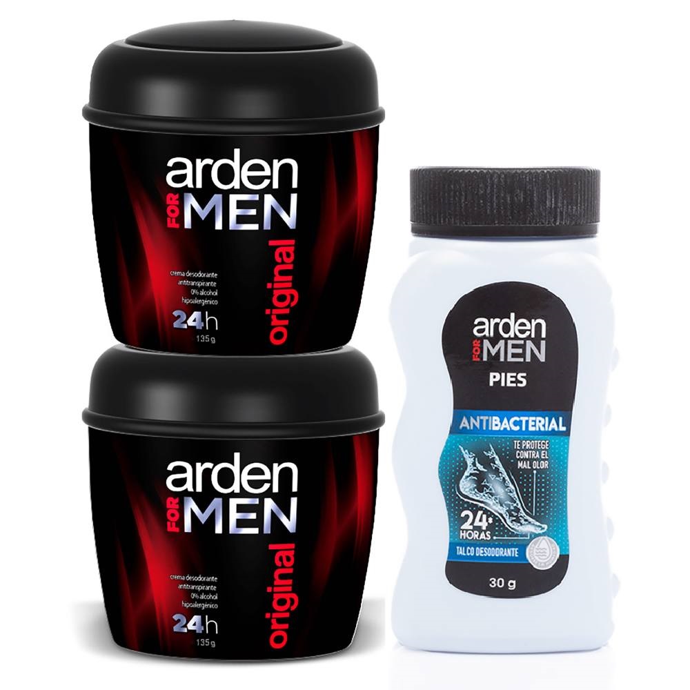 2 Desodorantes Arden For Men Original Crema 135Gr + Talco Dte.30Gr P.E.