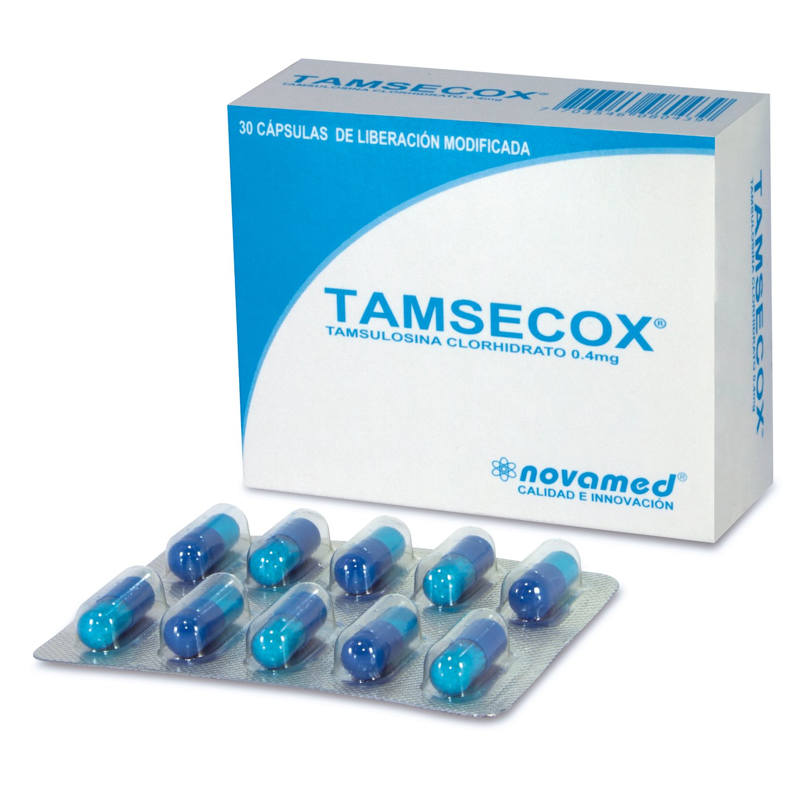 Tamsecox Clorhidrato De Tamsulosina 0.4 Mg 30 Tabletas