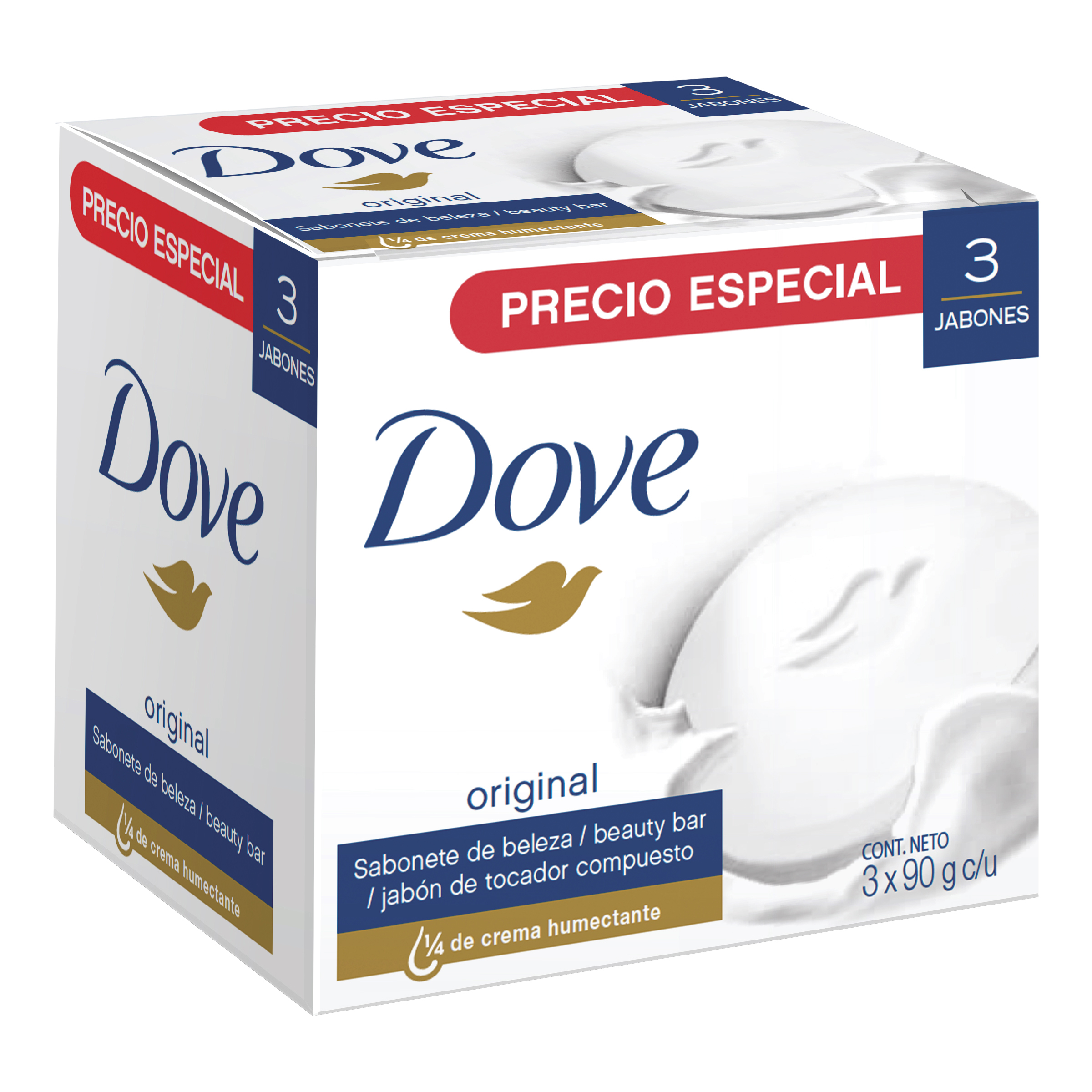 3 Jabon Dove Blanco 90 Gr