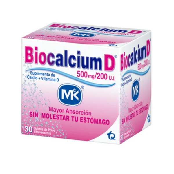 Biocalcium D Calcio Carbonato + Vitamina D Polvo 500 Mg 30 Sobres Mk