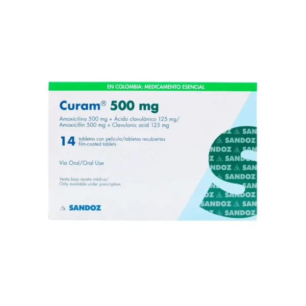 Curam Amoxicilina + Acido Clavulanico 500 Mg+125 Mg 14 Tabletas