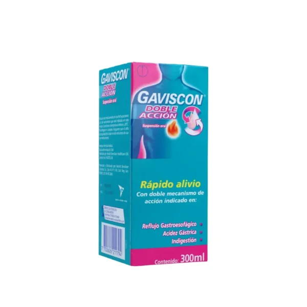 Gaviscon Doble Accion Suspension Alginato + Bicarbonato De Sodio + Calcio 300 Ml