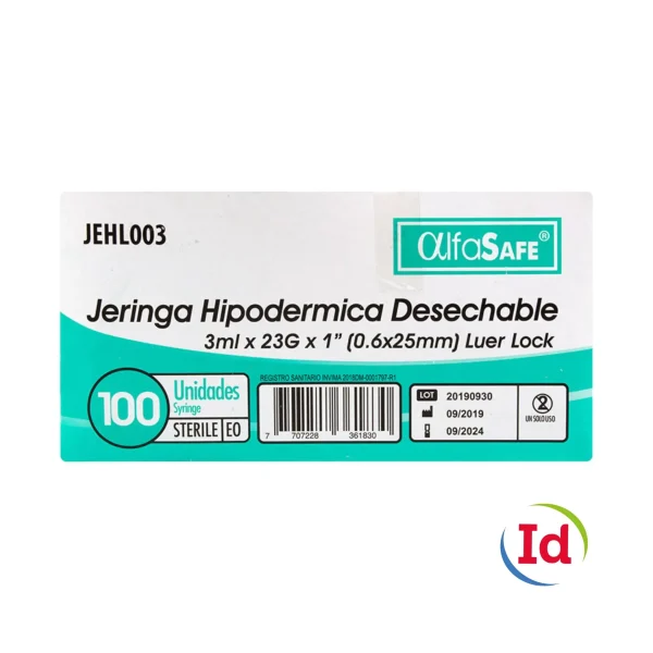 Jeringa Alfa 3P 3 Ml 23 X 1 100 Unidades