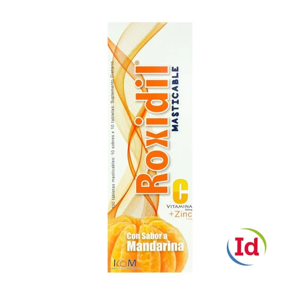 Roxidil Masticable Vit.C+Zinc Mandarina 100 Tabletas