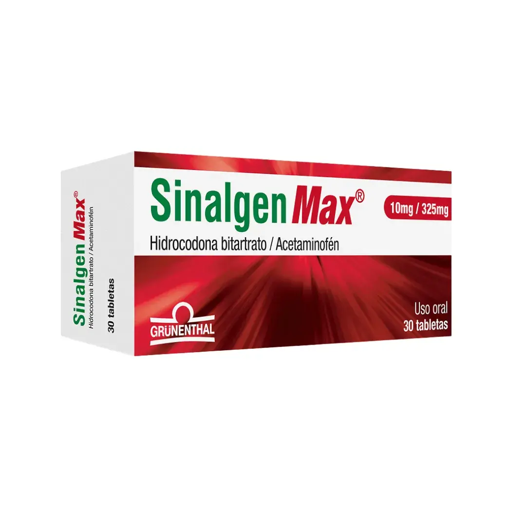 Sinalgen Max Hidrocodona + Acetaminofen 10/325 Mg X 30 Tabletas
