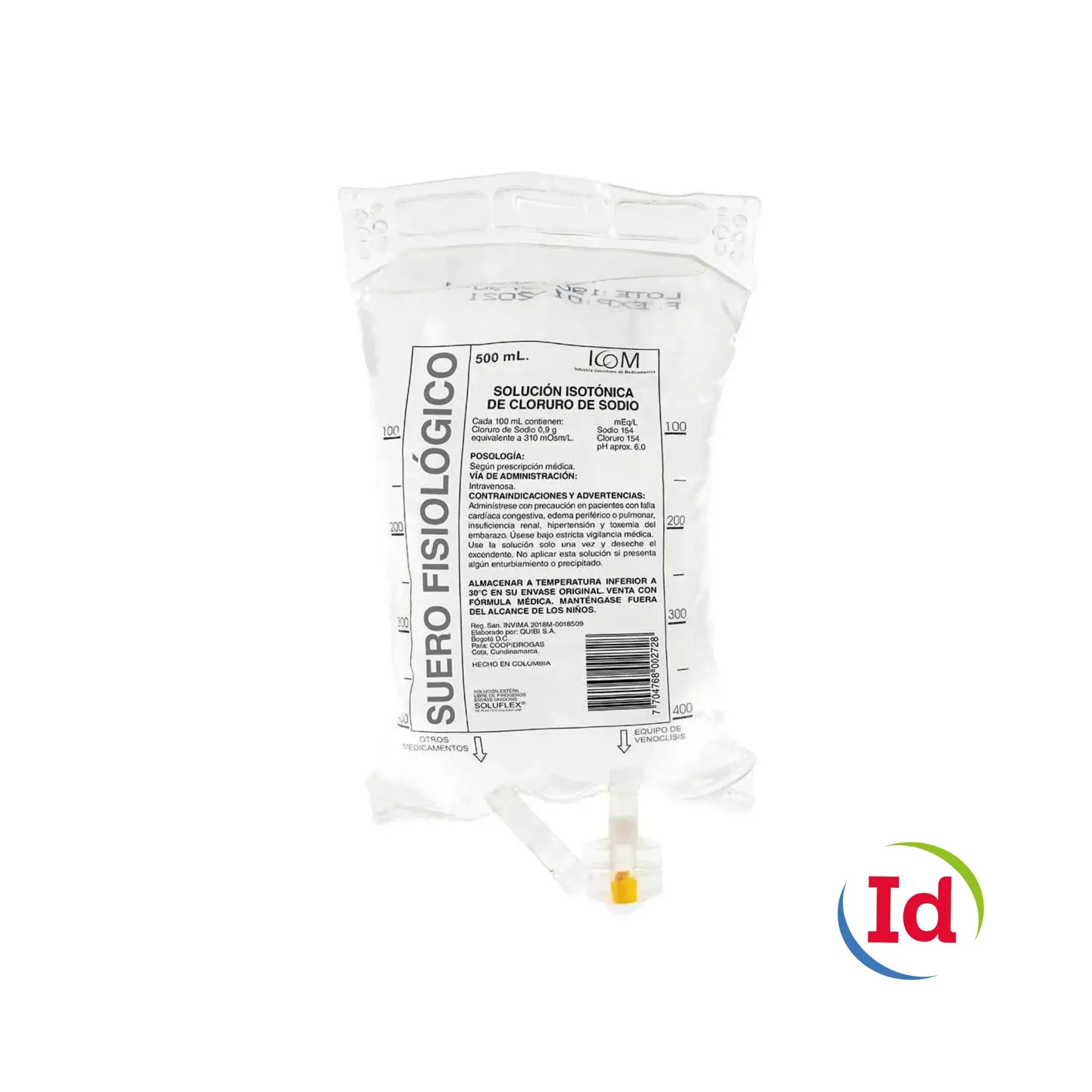 Suero Fisiologico Cloruro De Sodio X 500Ml Bolsa Icom