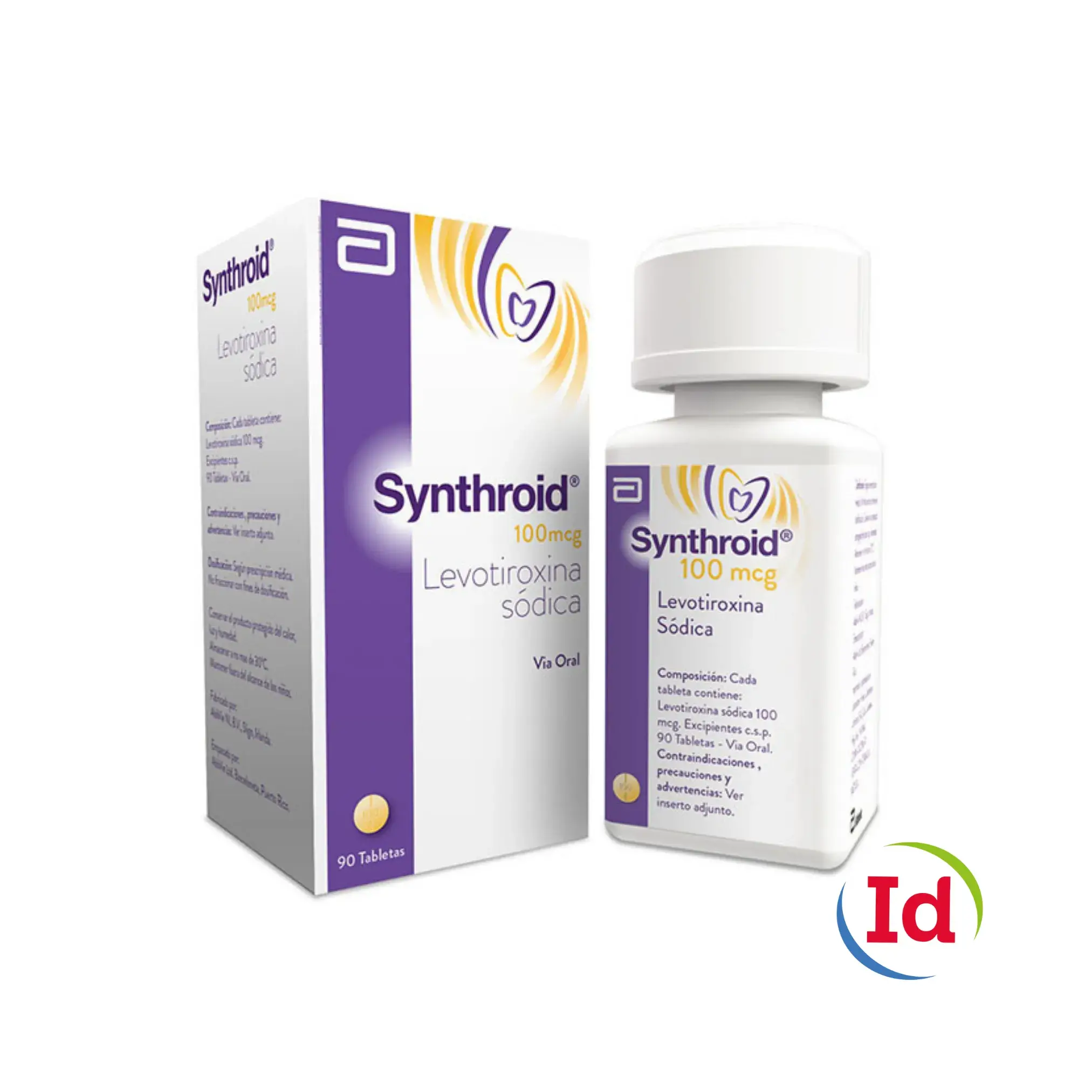 Synthroid Levotiroxina Sodica 100 Mcg Frasco 90 Tabletas