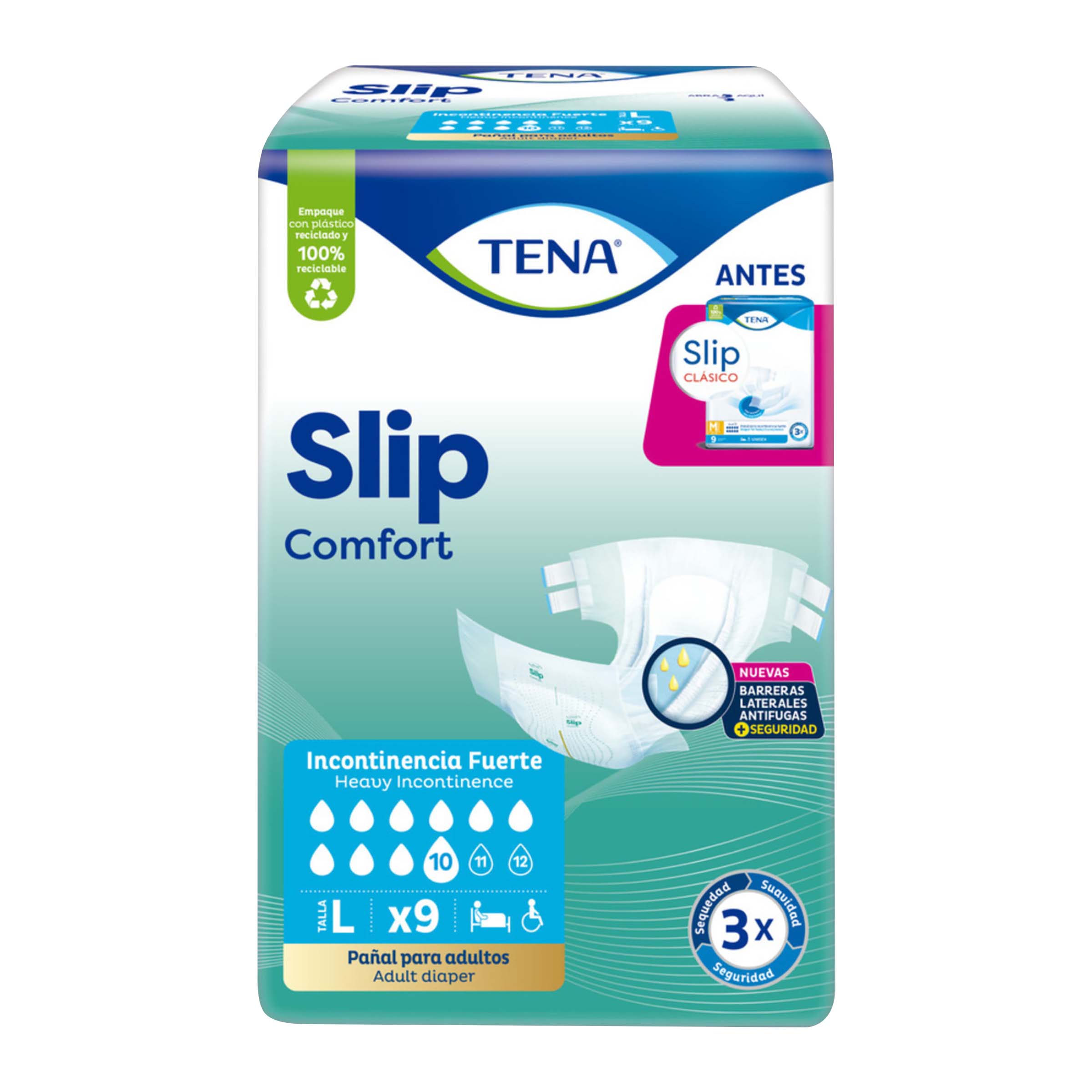 Pañal Tena Slip Clasico Grande Talla L X 9 Unidades