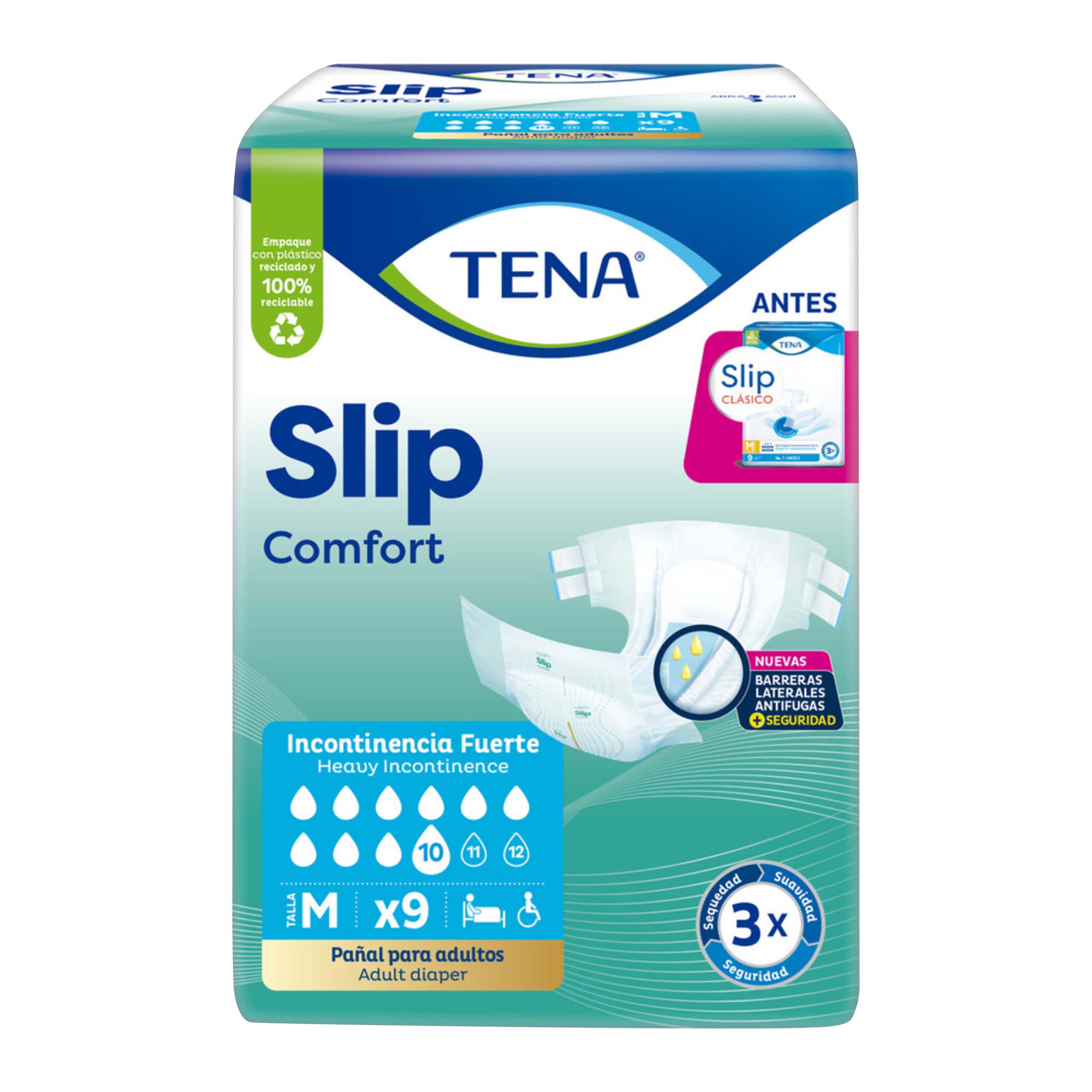 PAN.TENA SLIP CLASICO MED 9 UND
