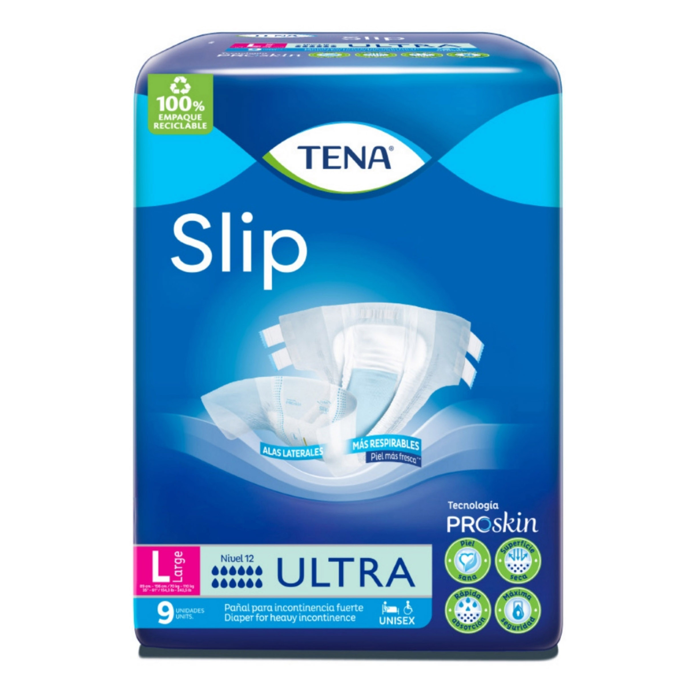 Pañal Tena Slip Ultra Talla L X 9 Unidades