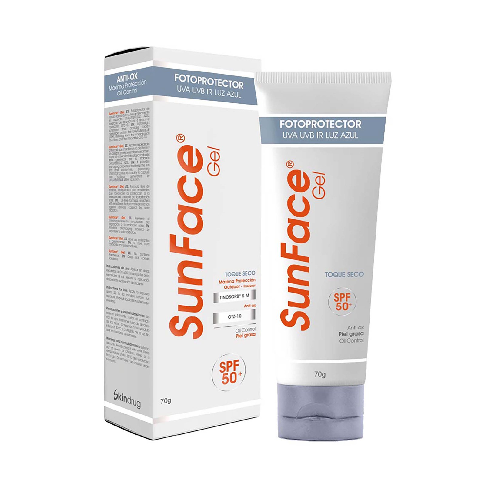 Sunface Gel Spf50 Tubo Colapsible X 70 Gr