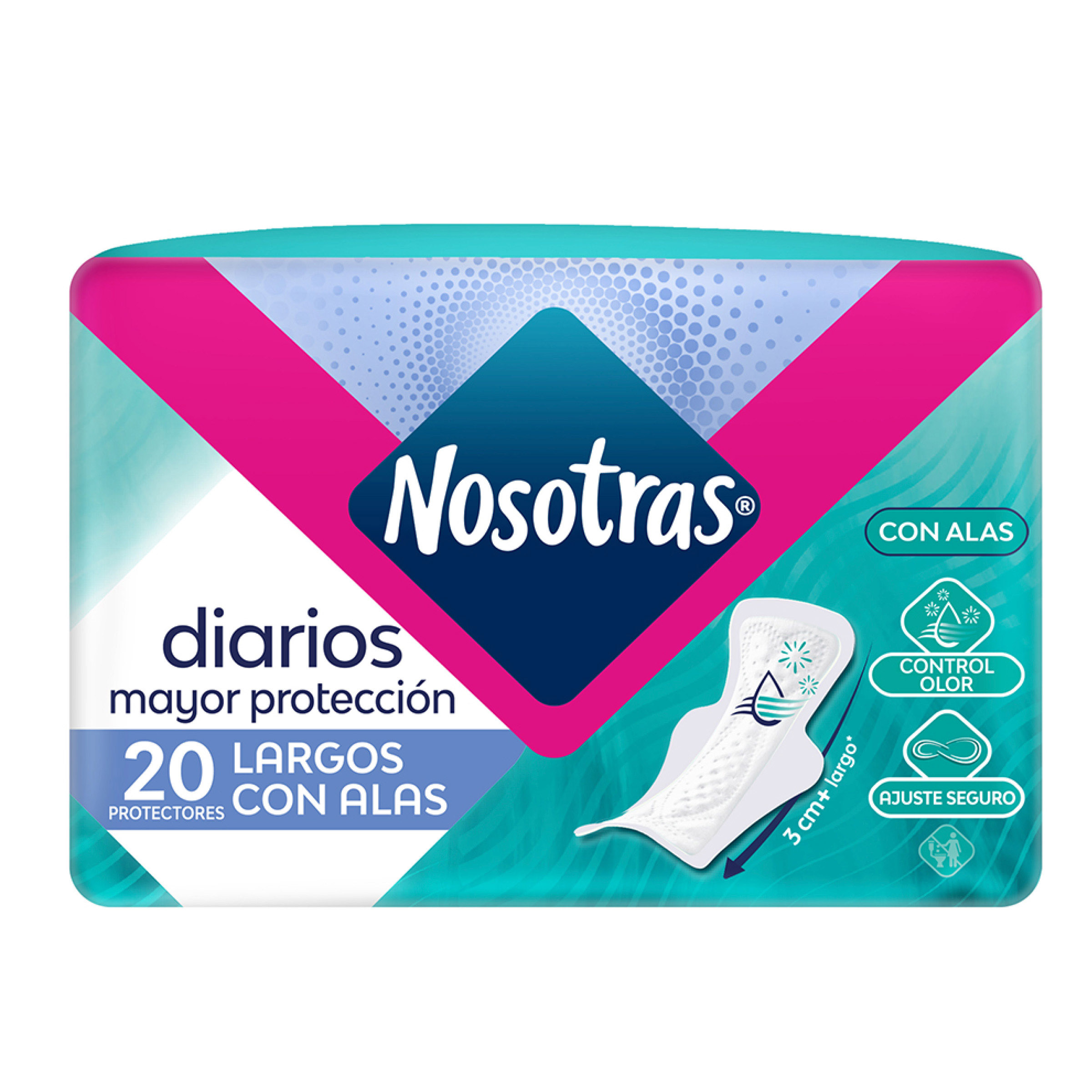 protectores nosotras diario largos con alas x 20 uds