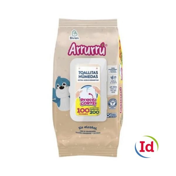 Toallitas Humedas Arrurru Avena Practicorte 100 Unidades